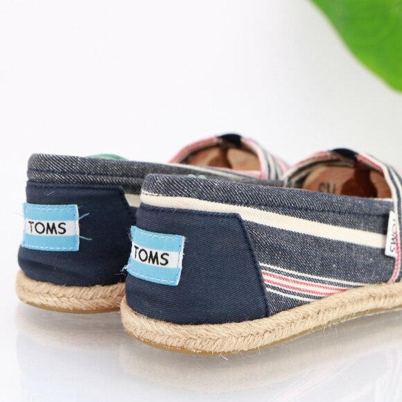 TOMS Womens Classic Alpargata Slip On Shoe Size 7.5 Navy Red Flat Espadrille - Picture 3 of 12